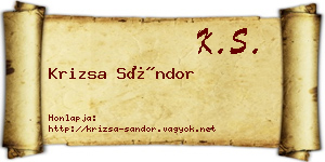 Krizsa Sándor névjegykártya