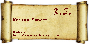Krizsa Sándor névjegykártya
